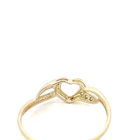 10K Yellow Gold 0.03cttw Diamond Heart Ring, size 6.5