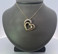 10K Yellow Gold 0.068cttw Diamond Heart Pendant, 18"