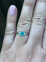 10K White Gold Blue Topaz and 0.06cttw Diamond Ring - 6