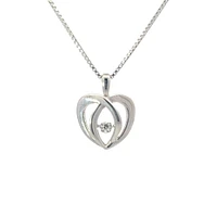 Sterling Silver 0.05cttw Diamond Heart Pulse Pendant, 18"