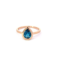 14K Rose Gold 0.91cttw Blue Topaz and 0.09cttw Diamond Ring - Size 6