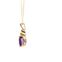 10K Yellow Gold 0.80cttw Amethyst & 0.015cttw Diamond Pendant, 18"