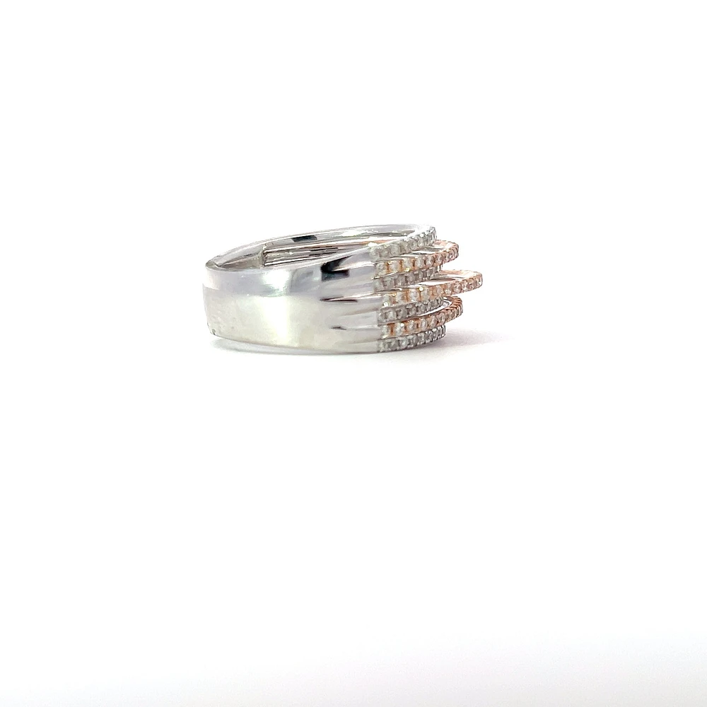 14K White & Rose Gold Diamond Ring - size 6.5