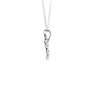 10K White Gold 0.45cttw Ruby and 0.015cttw Diamond Necklace with Cable Chain (Spring Clasp) - Adjustable 17 - 18 Inches