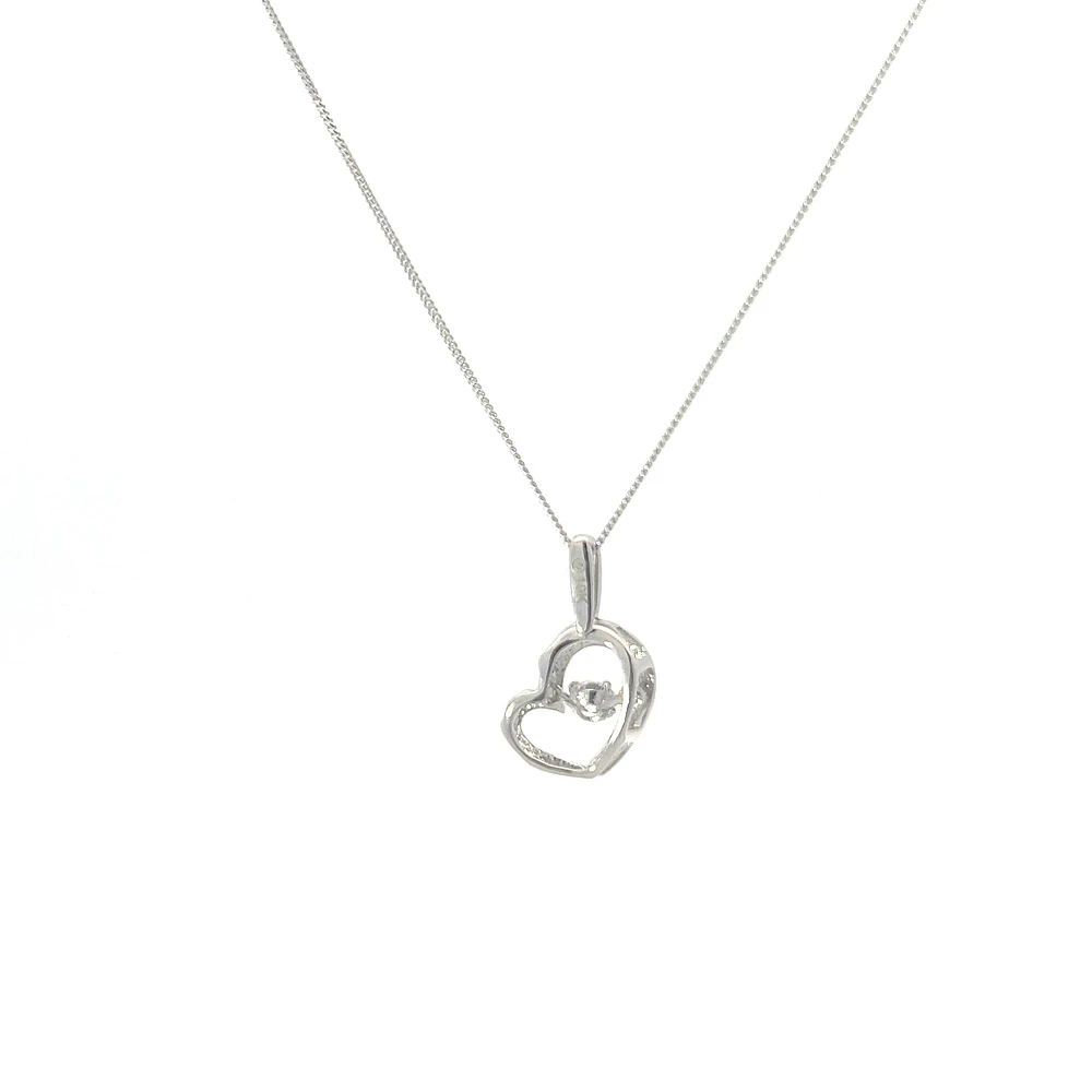 10K White Gold 0.05 Diamond Pulse Pendant, 18"