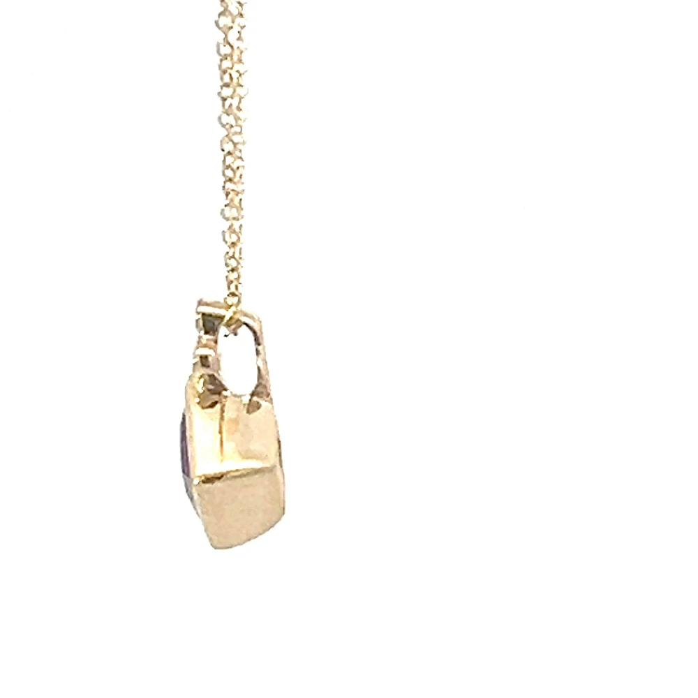 10K Yellow Gold Amethyst and Diamond Necklace