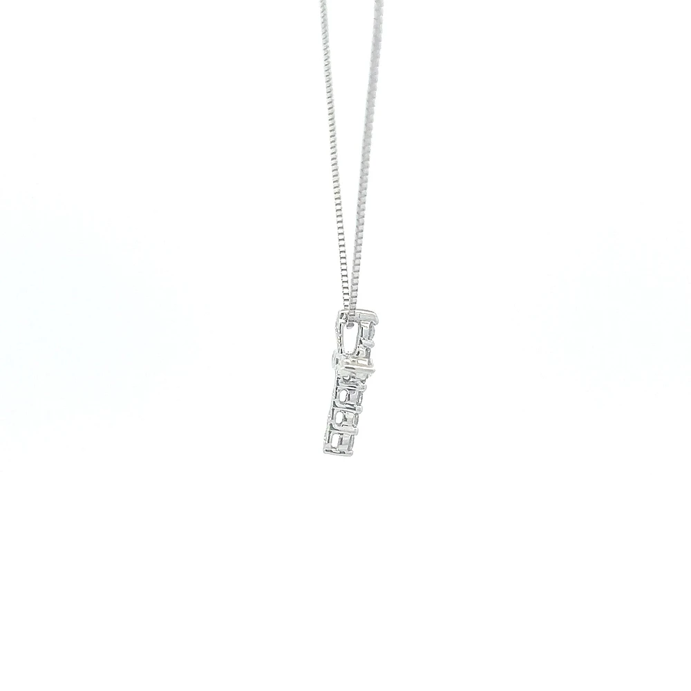10K White Gold 0.15 cttw Diamond Cross Pendant, 18"