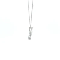 10K White Gold 0.15 cttw Diamond Cross Pendant, 18"