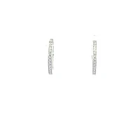 14K White Gold Cubic Zirconia Huggies - 18mm