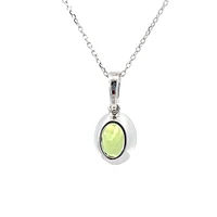 14K White Gold 1.35cttw Peridot and 0.06cttw Diamond Necklace - 18 Inches