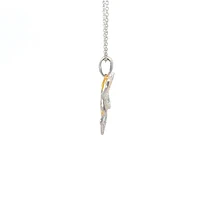 10K 2 Tone Gold 0.02cttw Diamond Butterfly Pendant, 18"