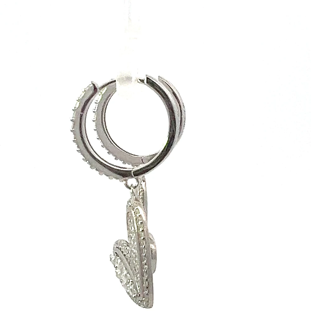 925 Sterling Silver Cubic Zirconia Huggies with Dangling Heart
