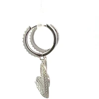 925 Sterling Silver Cubic Zirconia Huggies with Dangling Heart