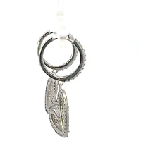 925 Sterling Silver Cubic Zirconia Huggies with Dangling Heart
