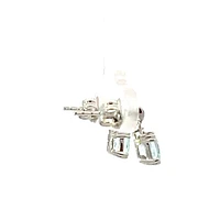 10K White Gold 1.20cttw Genuine Aquamarine and 0.01cttw Diamond Earrings