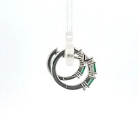 925 Sterling Silver Green and White Cubic Zirconia Huggies