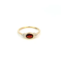 10K Yellow Gold 0.58cttw Genuine Garnet and 0.08cttw Diamond Ring, size 6.5