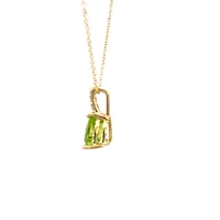 10K Yellow Gold 8mm Trillion Cut Peridot and 0.059cttw Diamond Pendant - 18 inches