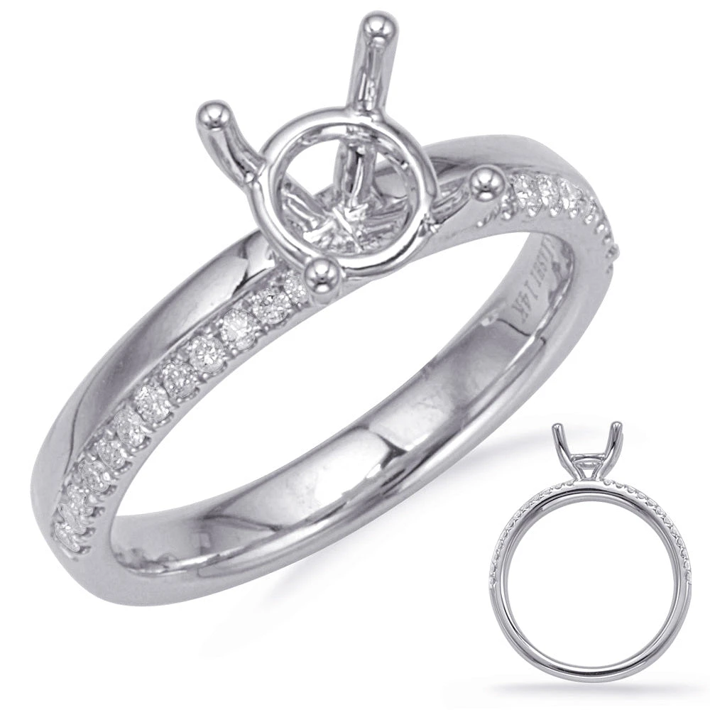 14K 2 Tone Round Brilliant Cut Diamond Ring - Mount Only (No centre diamond) / Gold