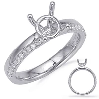 14K 2 Tone Round Brilliant Cut Diamond Ring - Mount Only (No centre diamond) / Gold