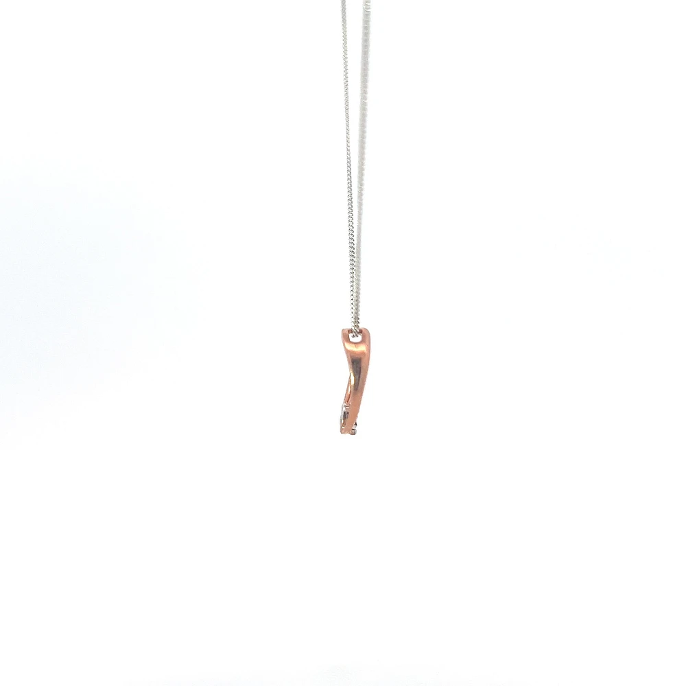 10K Rose & White Gold 0.01cttw Diamond Heart Pendant, 18"
