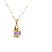 10K Yellow Gold 0.80cttw Amethyst & 0.015cttw Diamond Pendant, 18"
