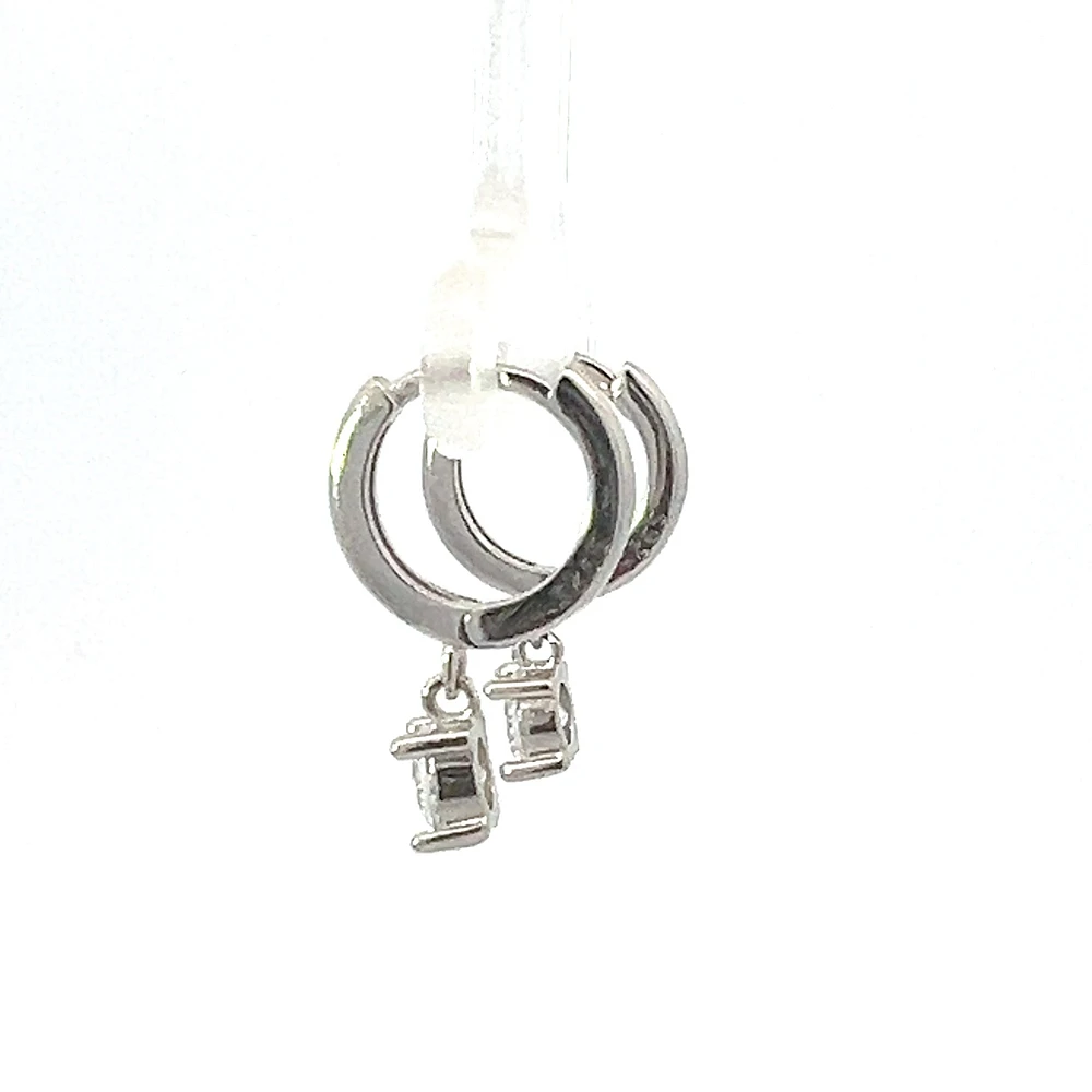 925 Sterling Silver Huggies with Dangling Cubic Zirconia