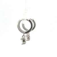 925 Sterling Silver Huggies with Dangling Cubic Zirconia