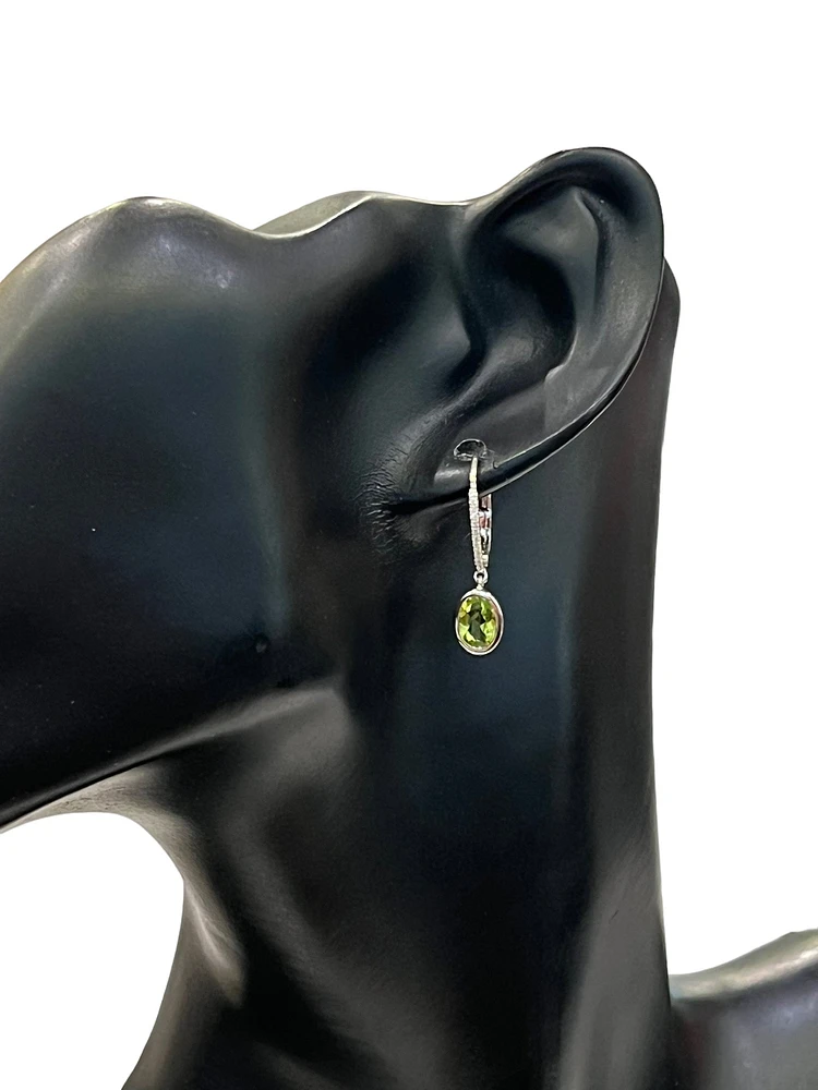14K Gold Peridot and Diamond Earrings
