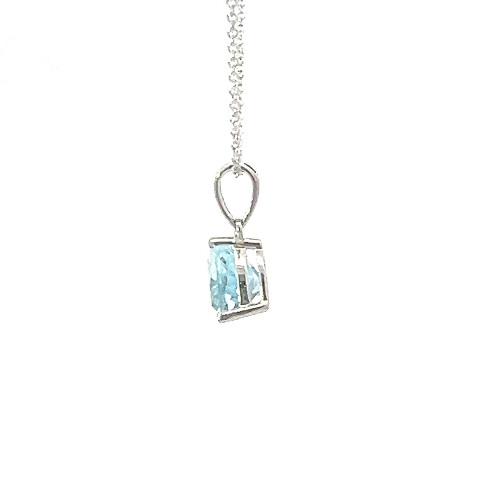 10K White Gold Blue Topaz Necklace - 18 Inches
