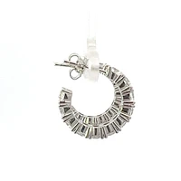 925 Sterling Silver 3.5mm Cubic Zirconia Half Hoop Studs - 18mm