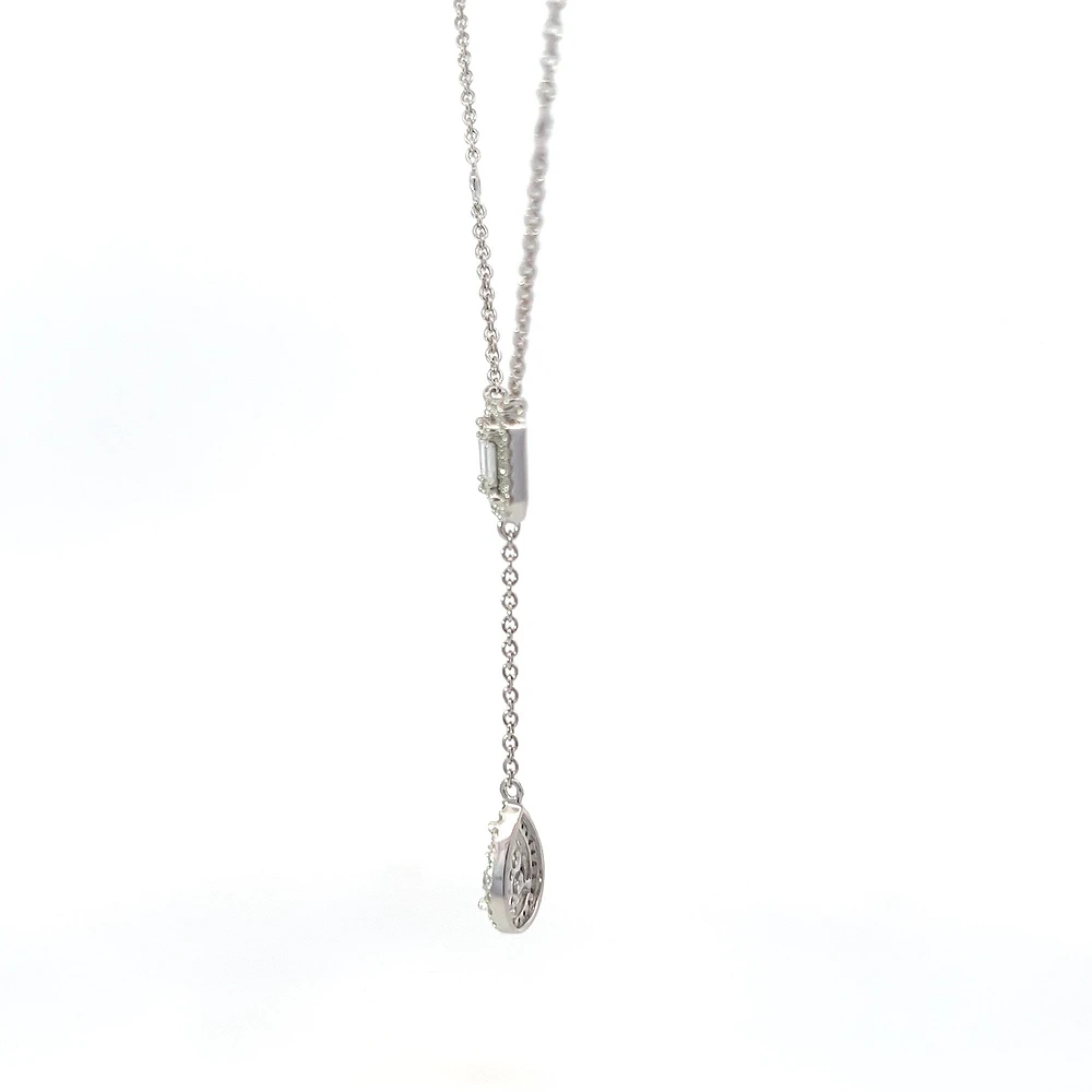 14K White Gold 0.65cttw Diamond Necklace, 18"