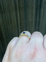 10K Yellow Gold Sapphire and Diamond 3 Stone Ring - Size 6