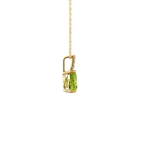 10K Yellow Gold 8mm Trillion Cut Peridot and 0.059cttw Diamond Pendant - 18 inches