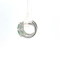 925 Sterling Silver Green and White Cubic Zirconia Huggies
