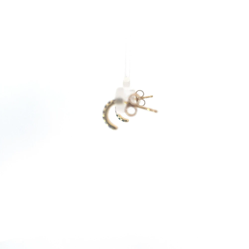 10K Yellow Gold Sapphire & Diamond Half Hoop Earrings