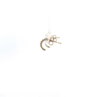 10K Yellow Gold Sapphire & Diamond Half Hoop Earrings