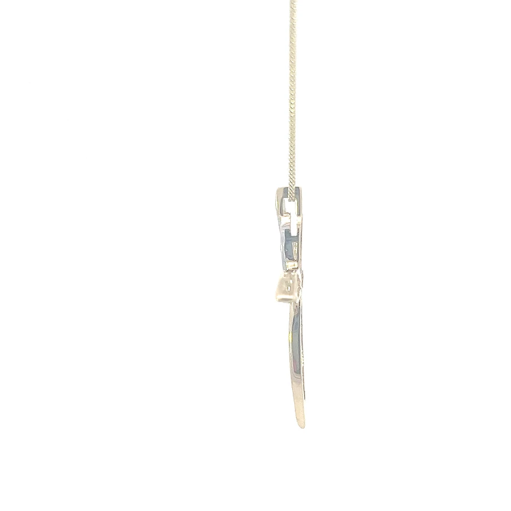 10K White and Yellow Gold 0.08 cttw Diamond Cross Pendant, 18"