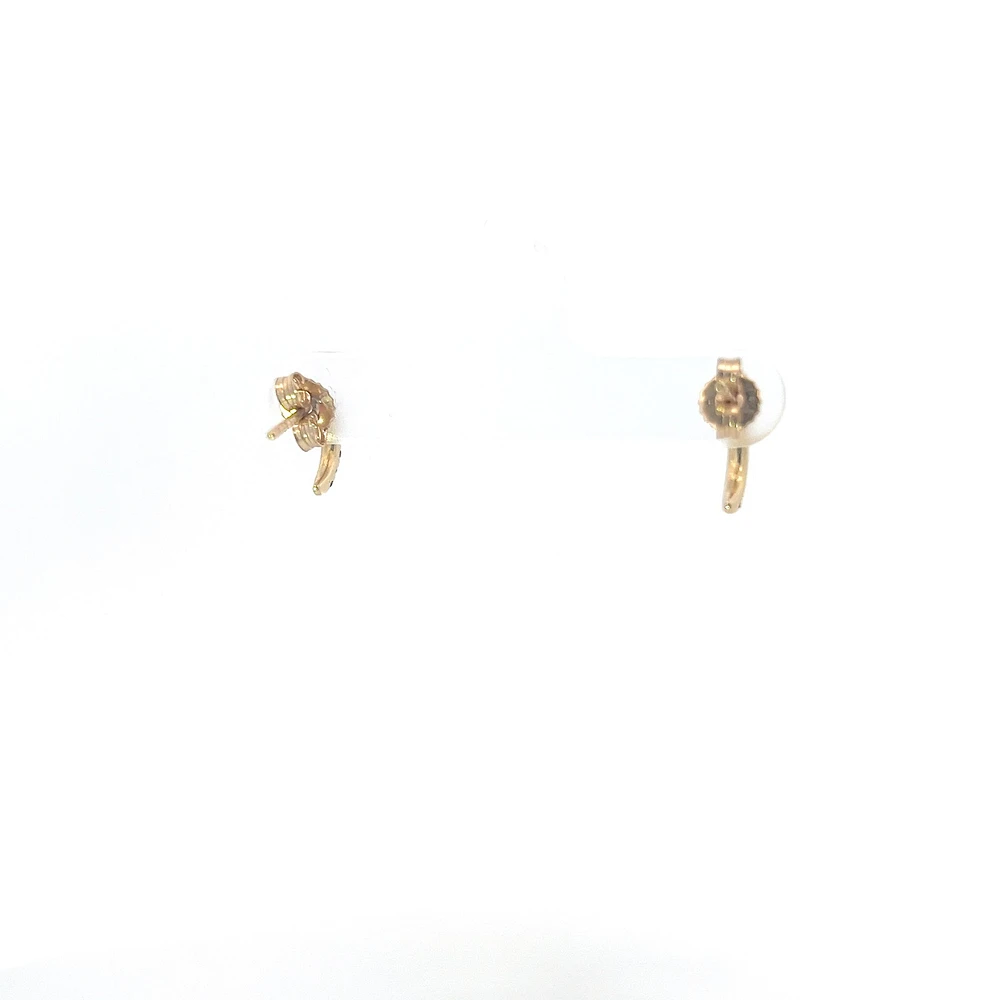 10K Yellow Gold Sapphire & Diamond Half Hoop Earrings