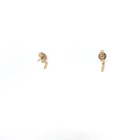 10K Yellow Gold Sapphire & Diamond Half Hoop Earrings