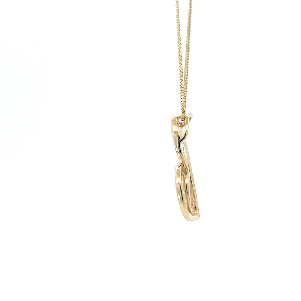 10K Yellow Gold 0.068cttw Diamond Heart Pendant, 18"