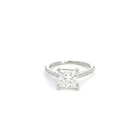 14K White Gold 2.33Cttw Lab Grown Princess Cut Diamond Engagement Ring - /