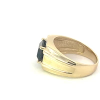 10K Yellow Gold Smokey Quartz and 0.016cttw Diamond Gents Ring, size 10