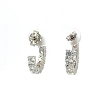 925 Sterling Silver 3.5mm Cubic Zirconia Half Hoop Studs - 18mm