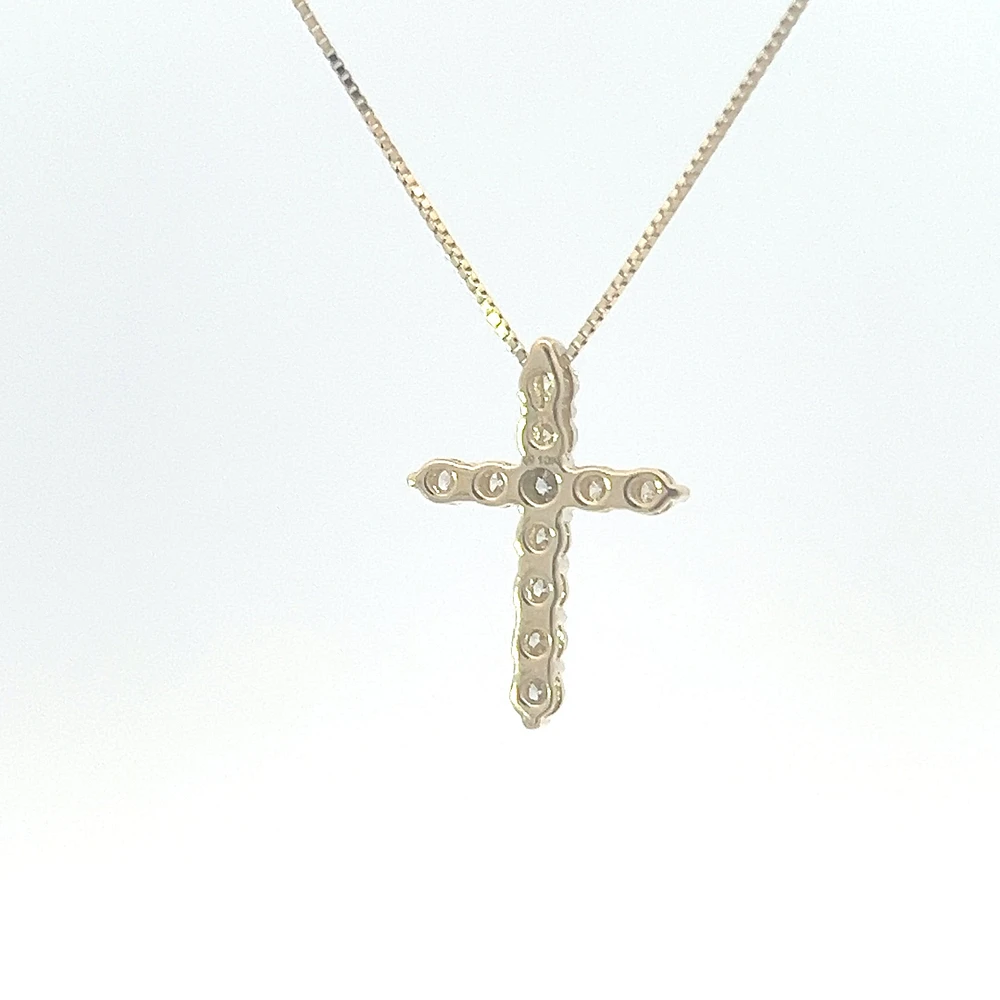 10K Yellow Gold 0.25 cttw Diamond Cross Pendant, 18"