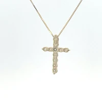 10K Yellow Gold 0.25 cttw Diamond Cross Pendant, 18"
