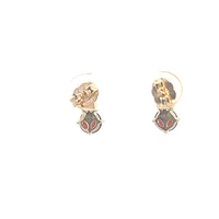 10K Yellow Gold Genuine Garnet & Diamond Earrings