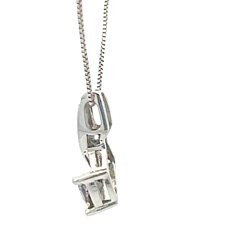 10K White Gold Mystic Topaz and Diamond Pendant