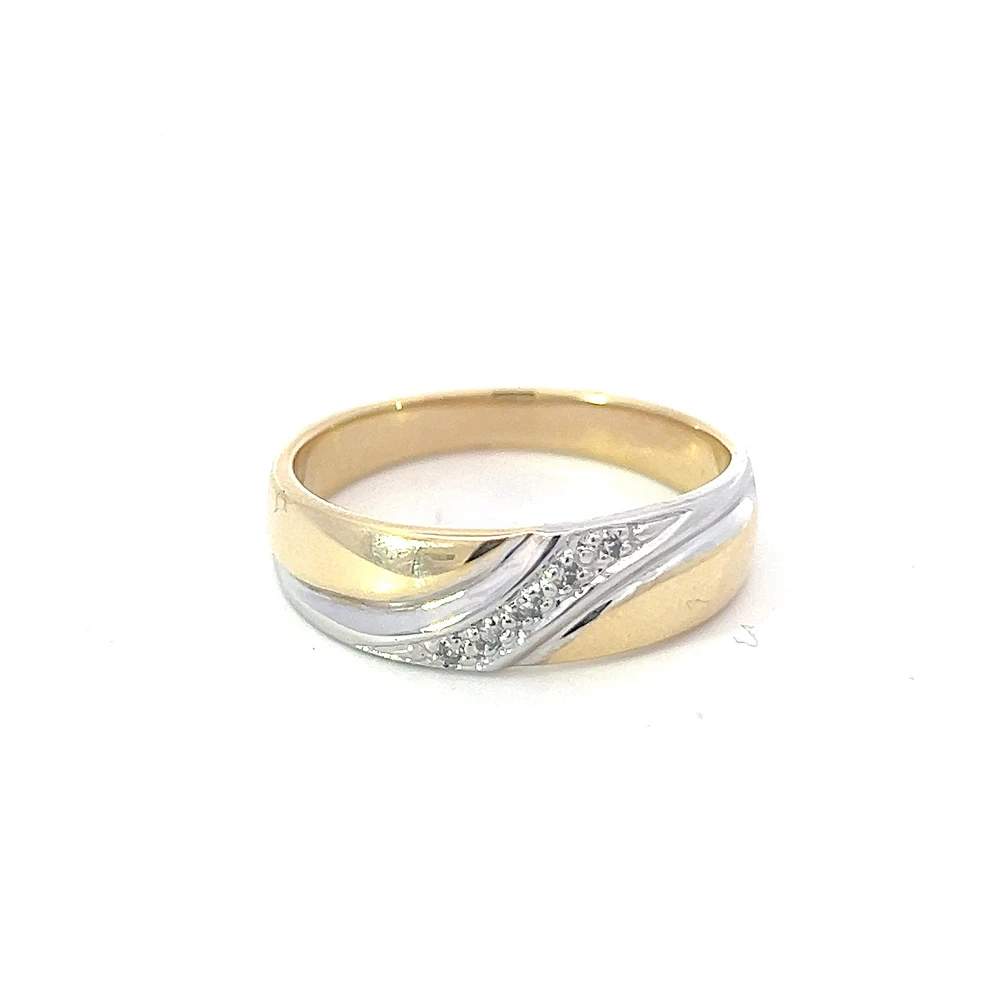 10K White & Yellow Gold 0.05cttw Diamond Gents Ring, size 10