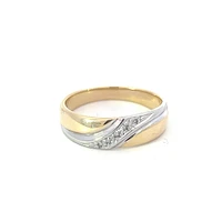 10K White & Yellow Gold 0.05cttw Diamond Gents Ring, size 10